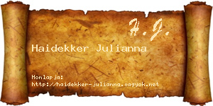 Haidekker Julianna névjegykártya